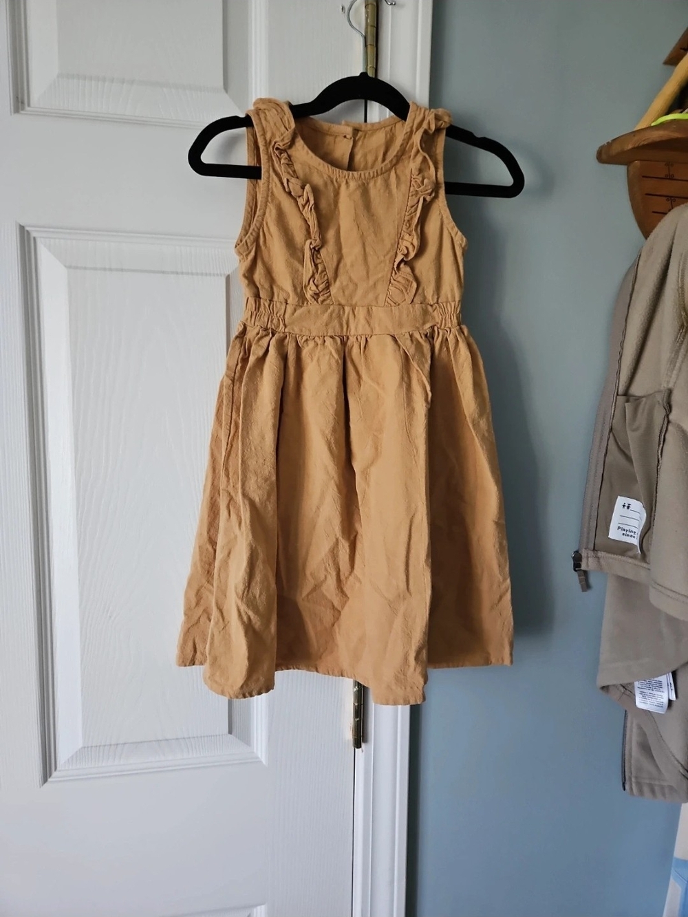 Amazon Girls Ruffle-Trim Sleeveless Dress - Tan